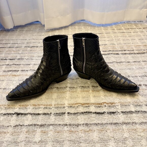 Black "Munich" Python Skin Zip Boots - Picture 6 of 6